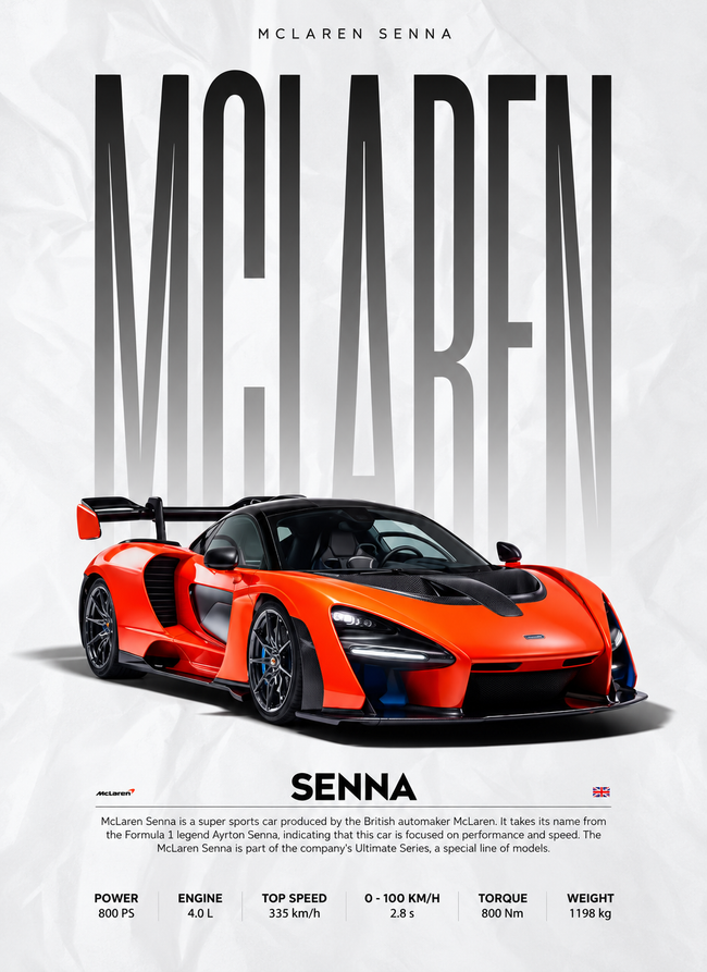 Poster McLaren Senna — 20 × 30 cm