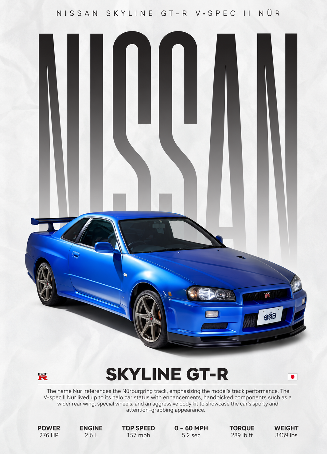 Nissan Skyline GT-R R34 — affiche seule